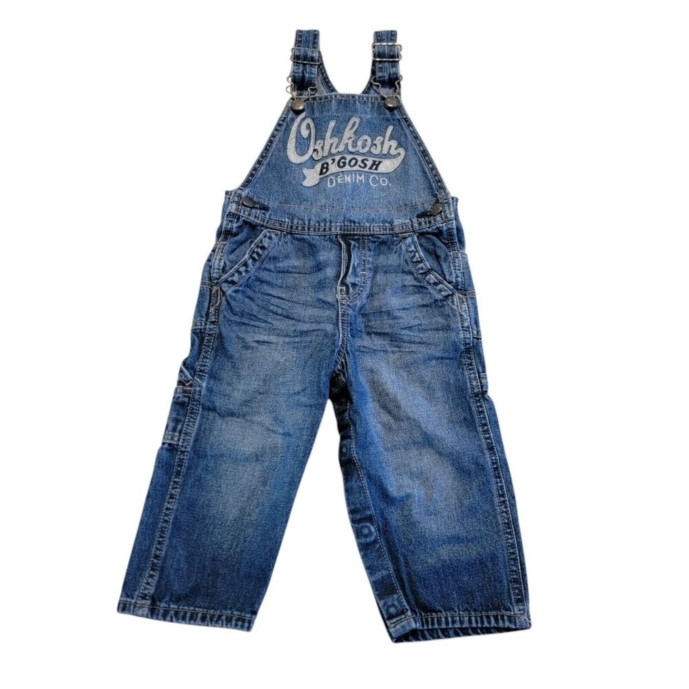 Oshkosh B’Gosh Denim Embroidered Kids Toddler Overalls Snap Leg Pants Size 18M
